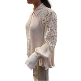 Camicia donna plissettata con pizzo