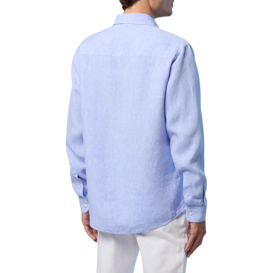 Camicia uomo in lino con logo ricamato