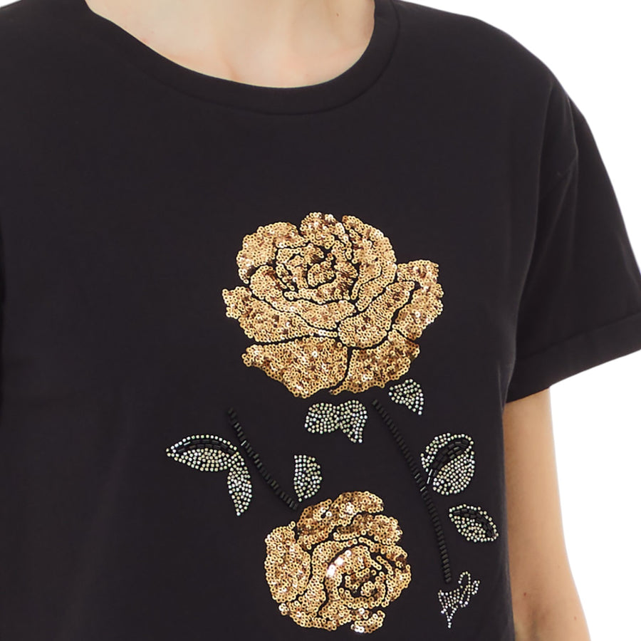 T-shirt donna con paillettes