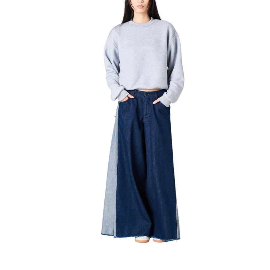 Pantalone donna palazzo cinque tasche in denim