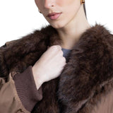 Bomber di nylon reversibile con ecopelliccia