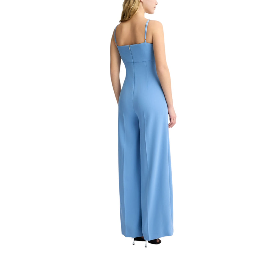 Tuta donna azzurra elegante con fiocco