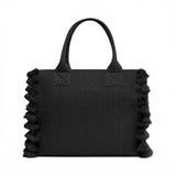 Borsa donna shopper media Beach in rafia con logo e nappine