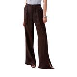 Pantaloni donna in raso con spacchetti