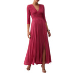 Abito donna  lungo plissé in lurex