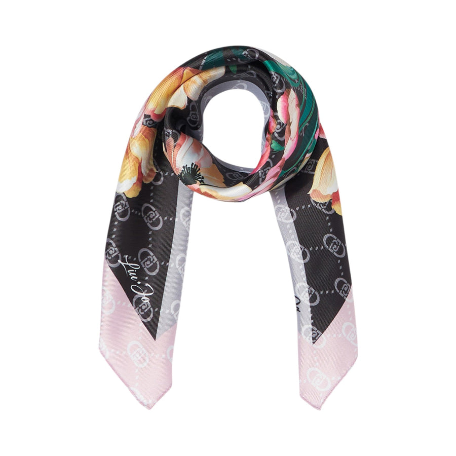 Foulard donna grigio con angolo floreale