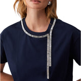 T-shirt donna oversize con ricami gioiello