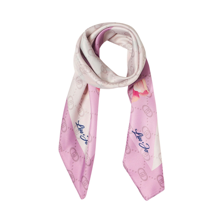 Foulard donna rosa con angolo floreale