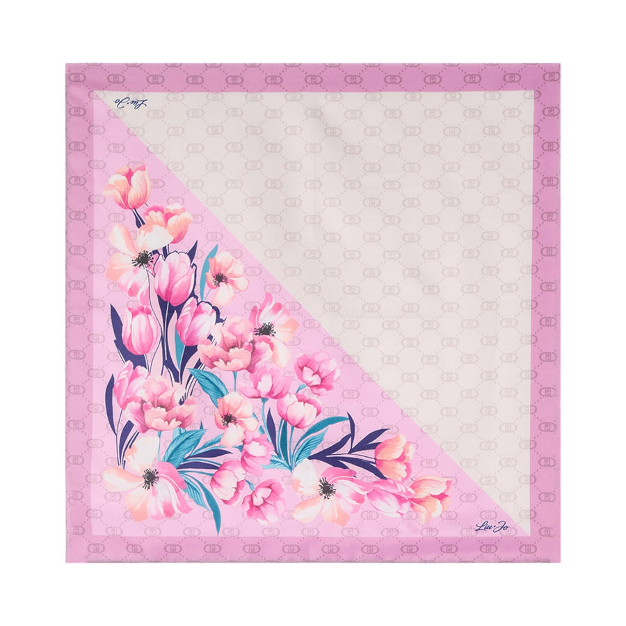 Foulard donna rosa con angolo floreale