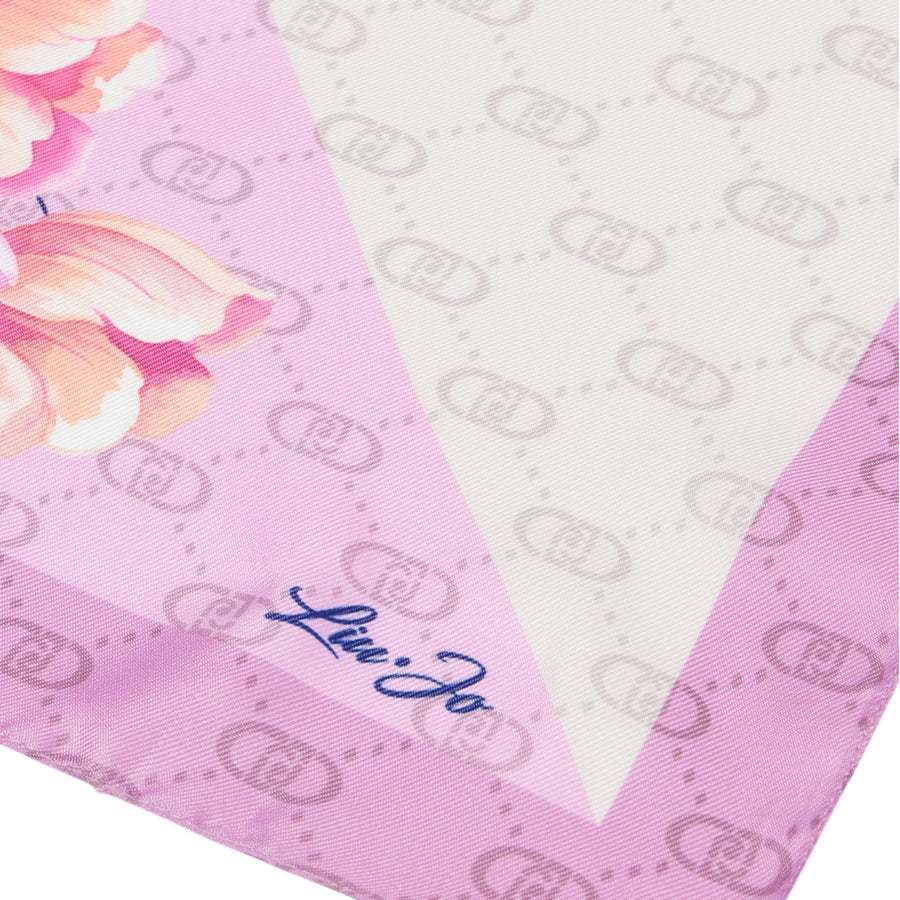 Foulard donna rosa con angolo floreale