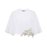 T-shirt donna in jersey con patch cristalli