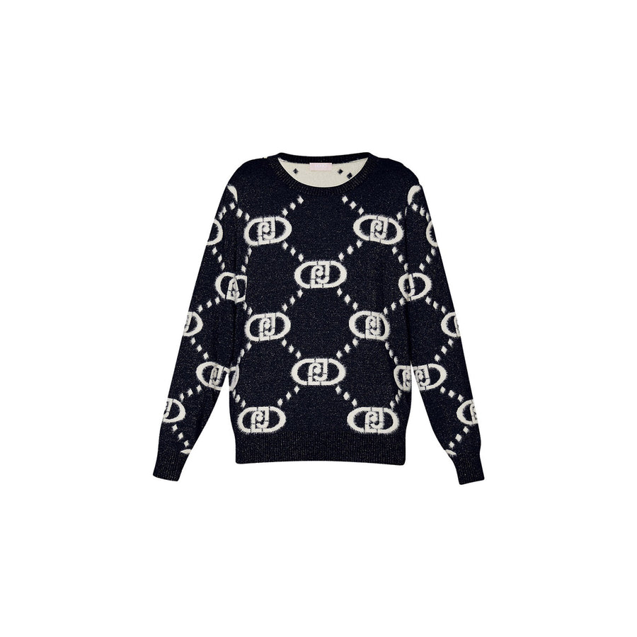 Maglia donna monogram nera jacquard