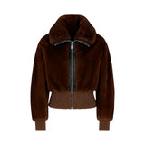 Bomber donna in tessuto effetto pelliccia