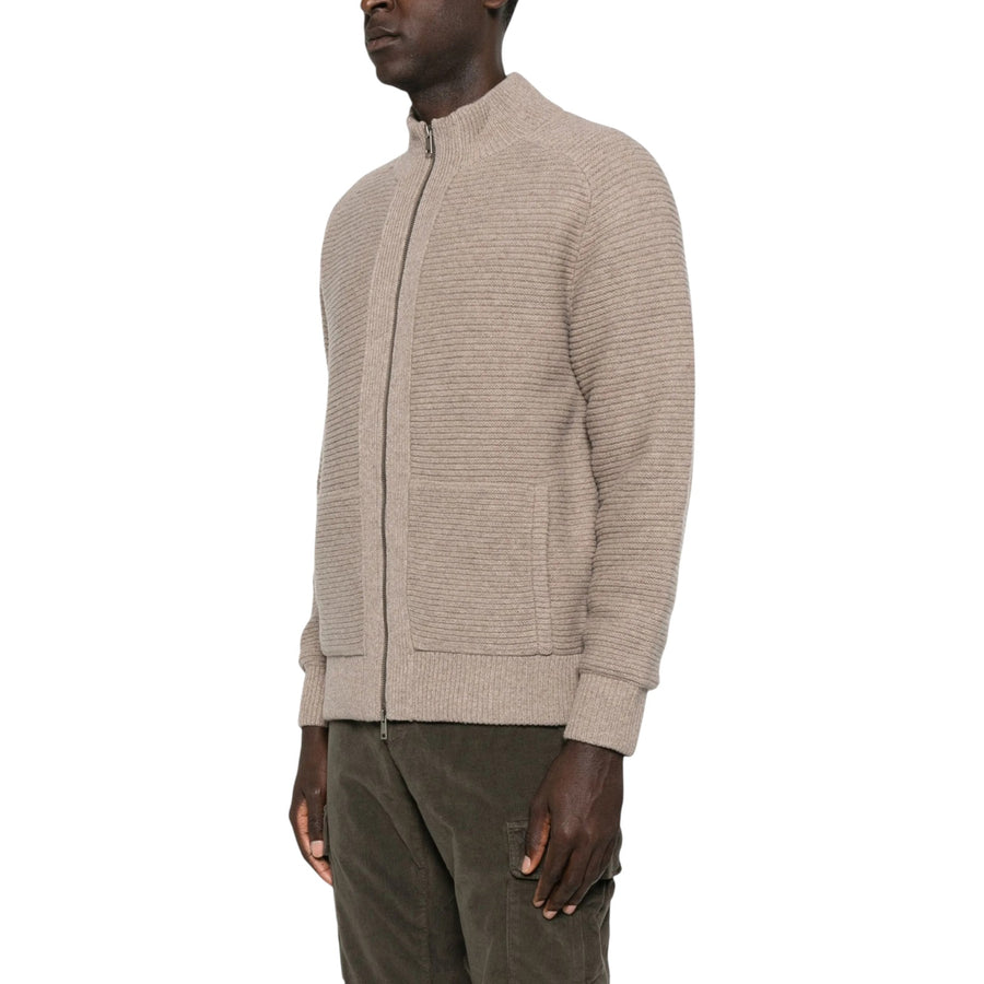 Cardigan uomo a coste con zip