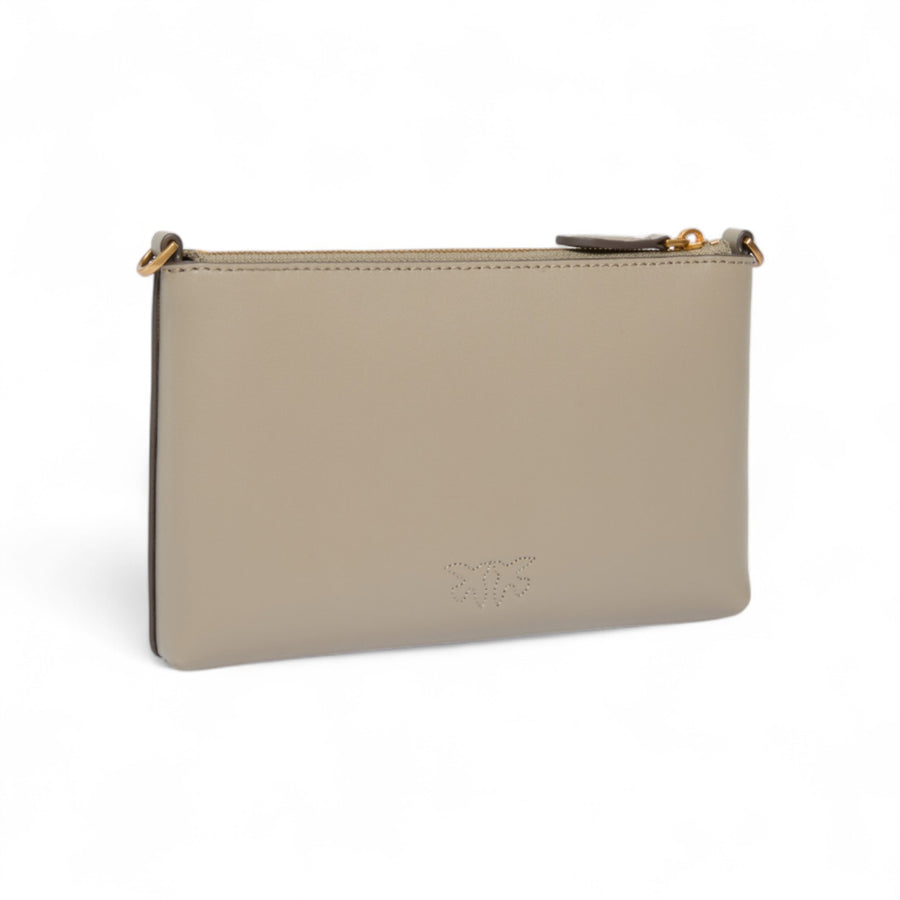 Pochette donna piatta in pelle con logo Love Birds