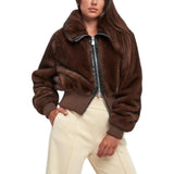 Bomber donna in tessuto effetto pelliccia