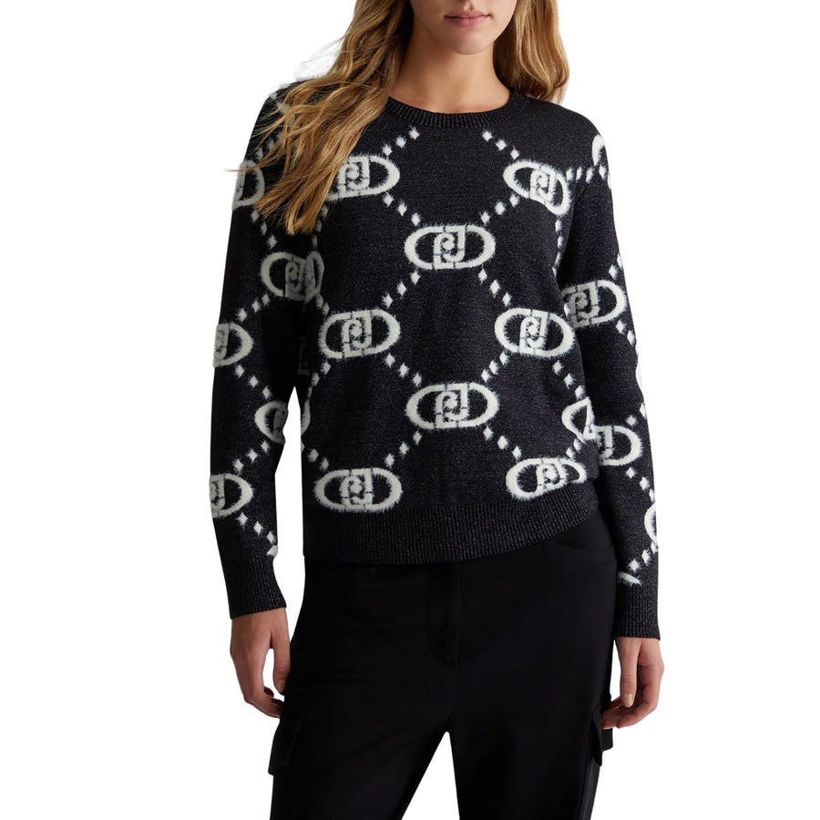 Maglia donna monogram nera jacquard