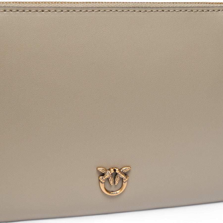 Pochette donna piatta in pelle con logo Love Birds