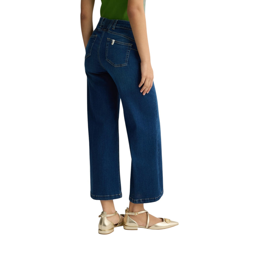 Jeans donna cropped blu scuro