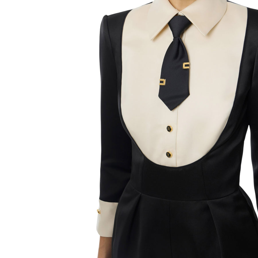 Tuta donna in duchesse con cravatta