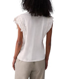 T-shirt donna con dettagli macramè