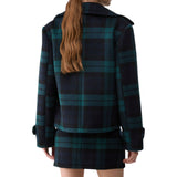 Cappotto donna doppiopetto corto tartan