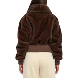 Bomber donna in tessuto effetto pelliccia