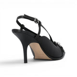 Décolleté donna sling-back in nappa con cinturini e tacco stiletto