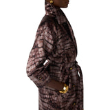 Trench donna in duchesse con stampa alligatore