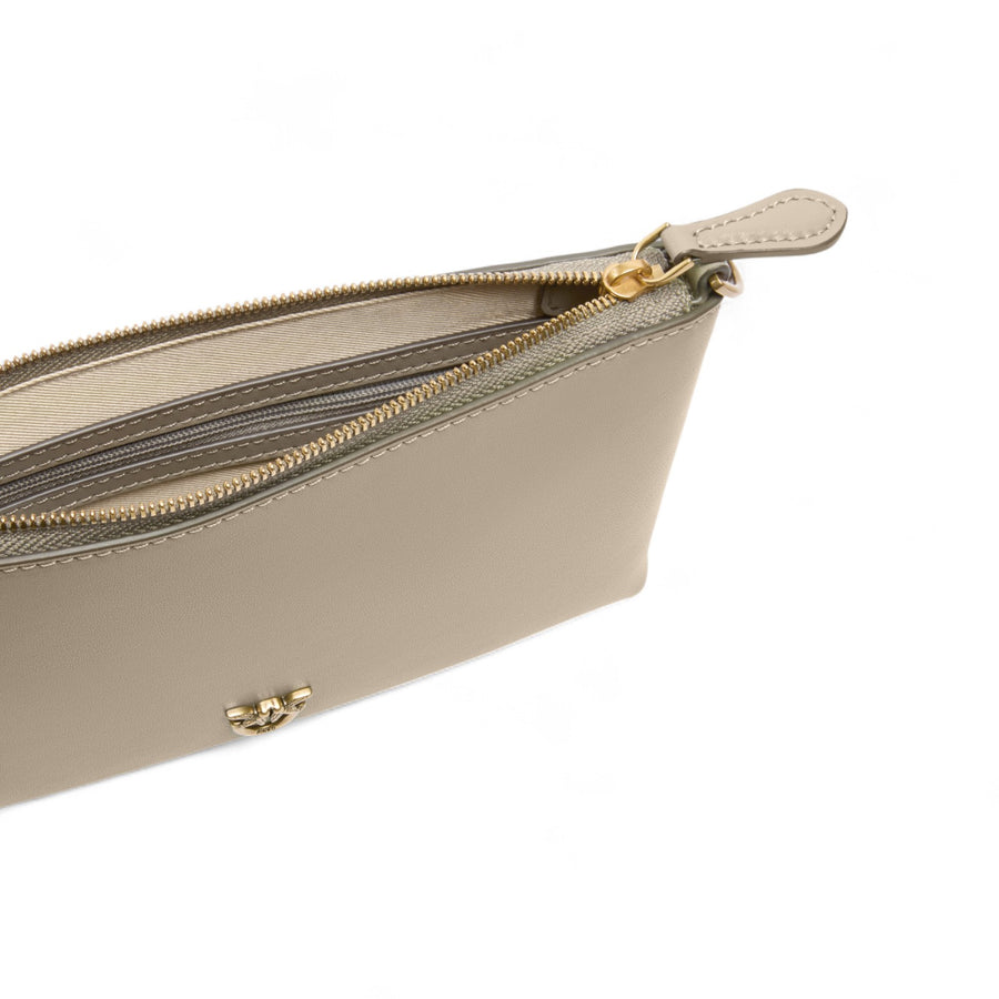 Pochette donna piatta in pelle con logo Love Birds