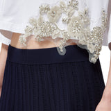 T-shirt donna in jersey con patch cristalli