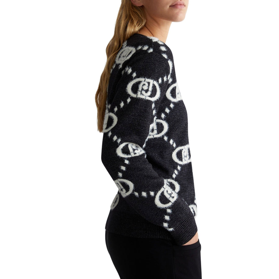 Maglia donna monogram nera jacquard