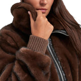 Bomber donna in tessuto effetto pelliccia