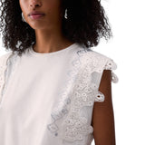 T-shirt donna con dettagli macramè