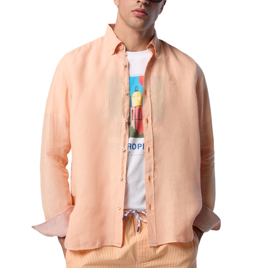 Camicia uomo di lino con bottoni in corozo