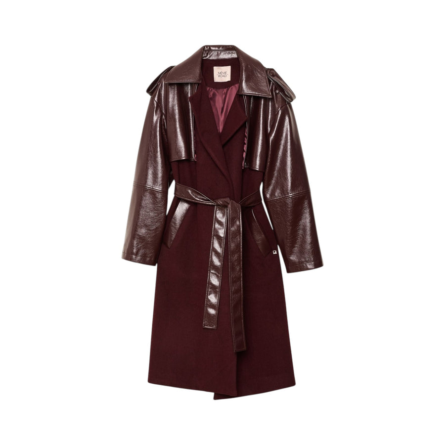 Trench donna in misto ecopelle