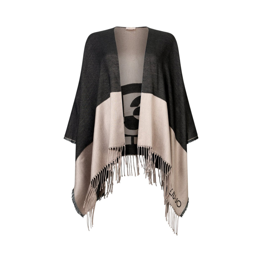 Poncho donna con logo e frange