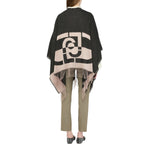 Poncho donna con logo e frange