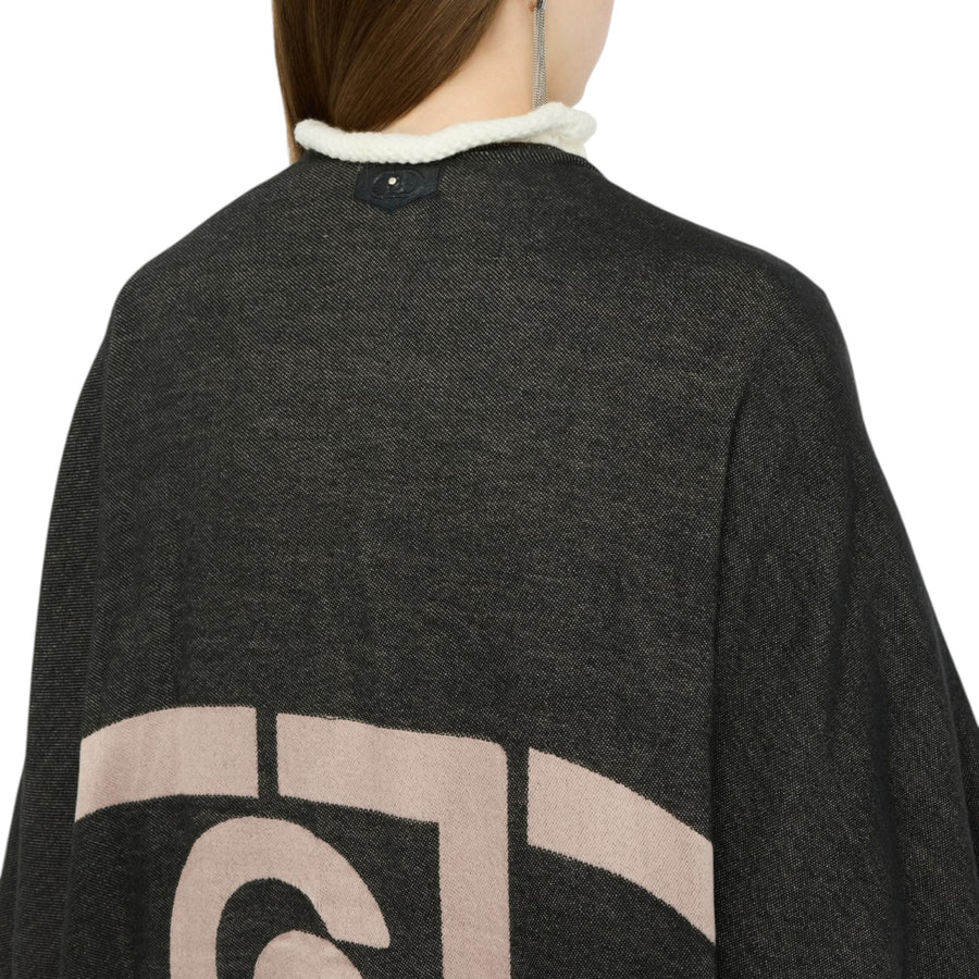 Poncho donna con logo e frange