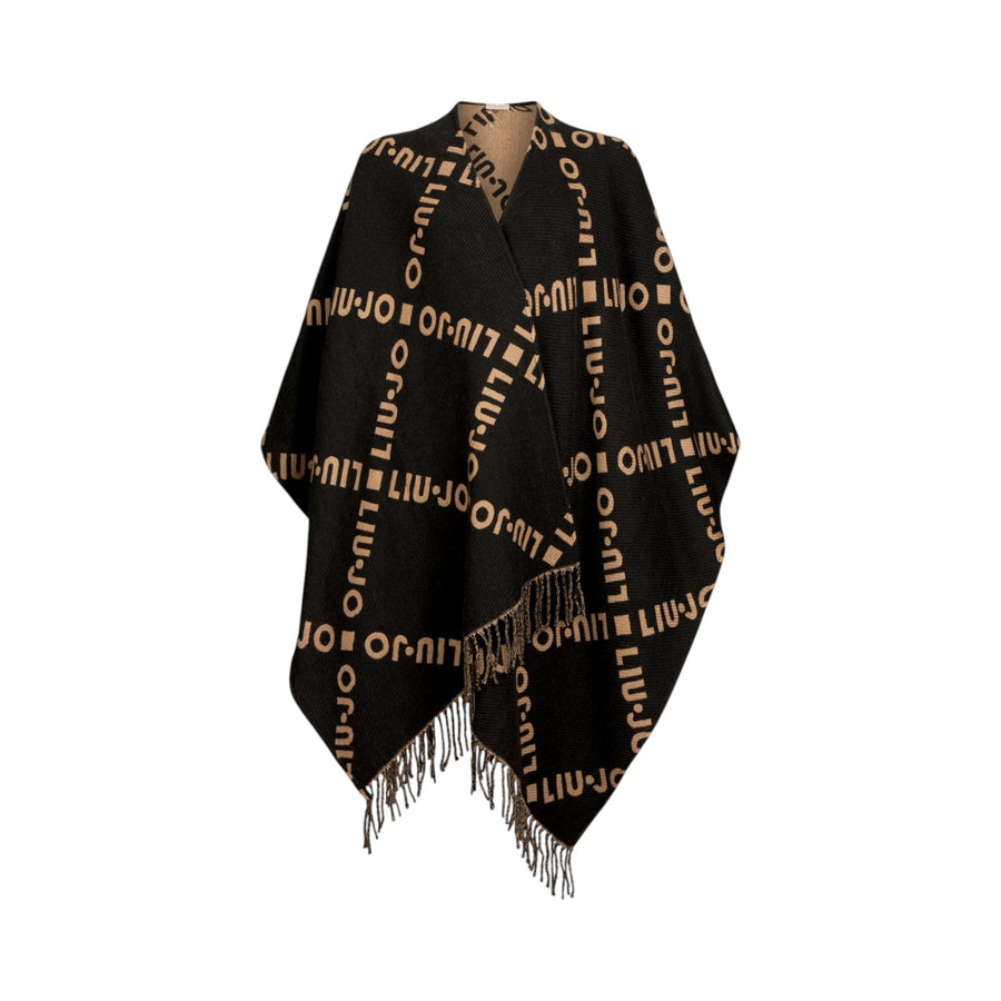 Poncho donna con logo e frange