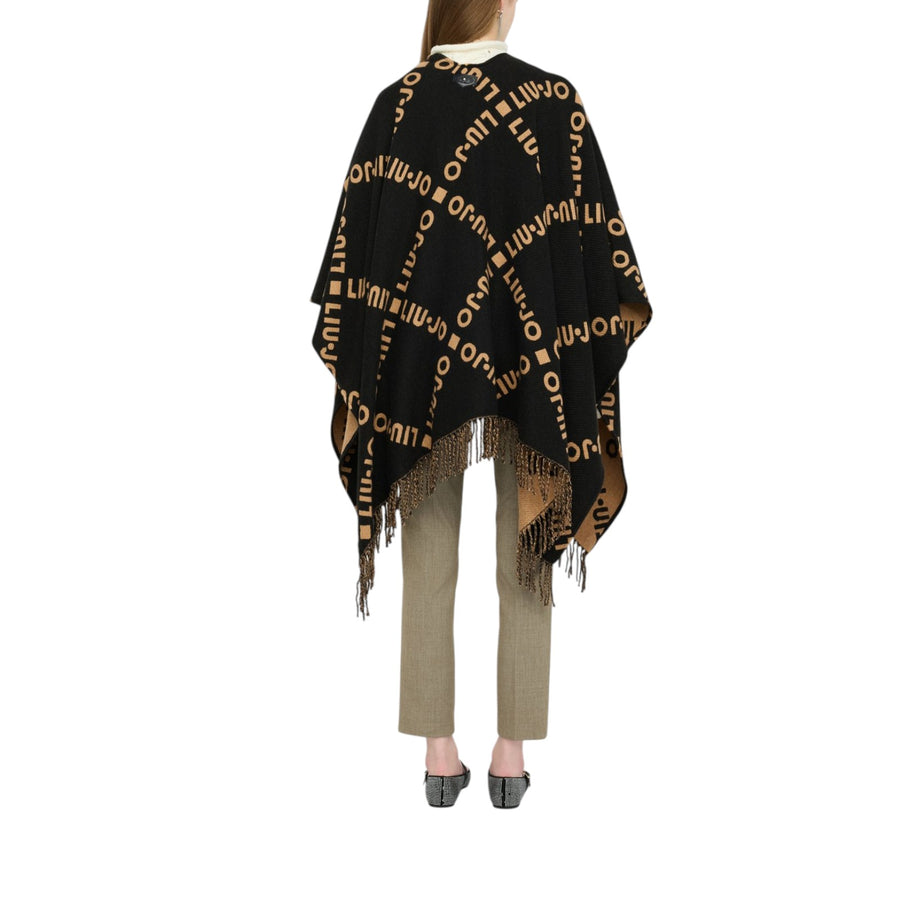 Poncho donna con logo e frange