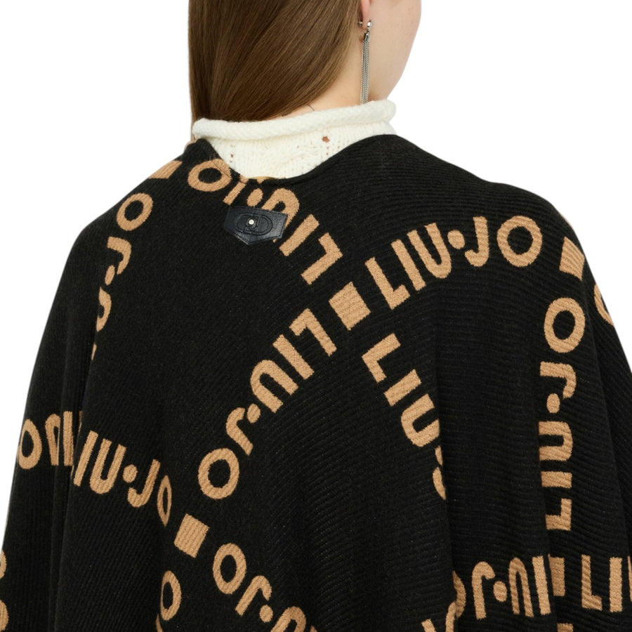 Poncho donna con logo e frange