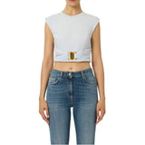 T-shirt donna in jersey di cotone con logo gioiello