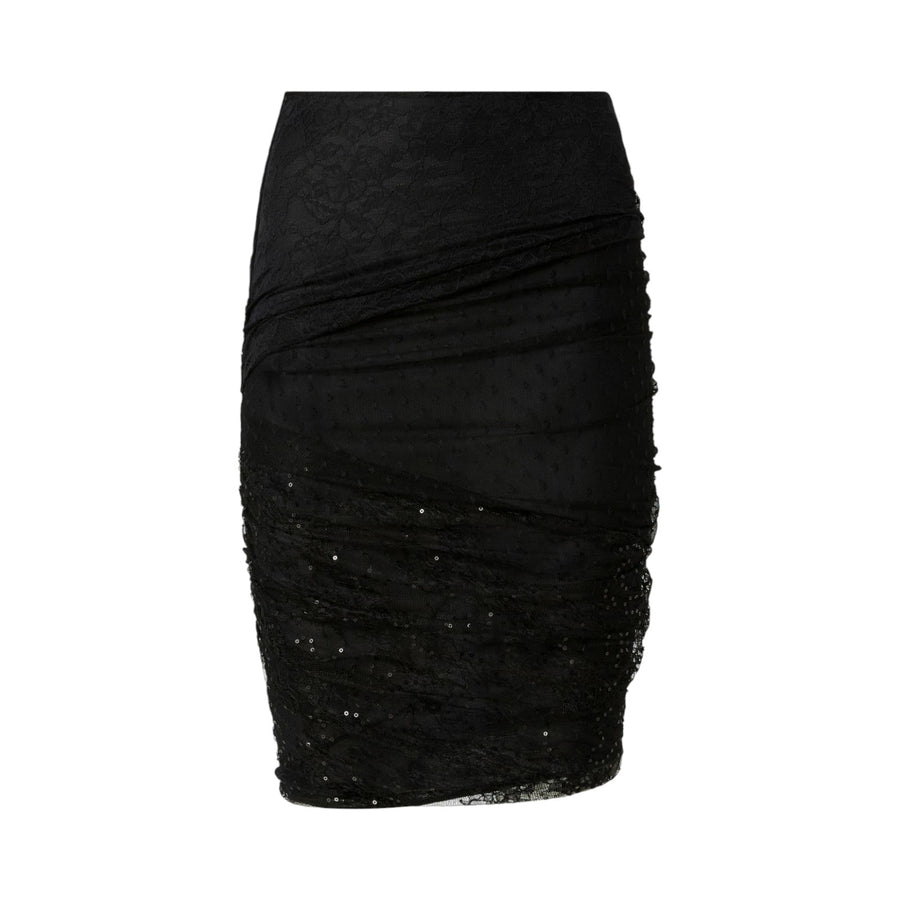 Gonna donna a tubino in pizzo effetto patchwork
