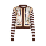 Cardigan donna con inserto in twill stampato