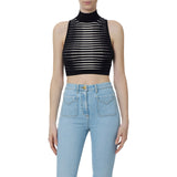 Top donna in maglia a righe dégradé