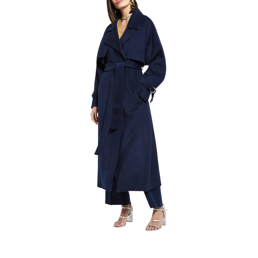 Trench donna lungo in misto lana