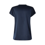 Blusa donna in satin di seta stretch con scollo rotondo