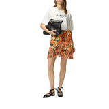 Gonna donna corta con frange e stampa Botanic Garden