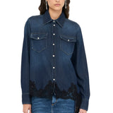 Camicia donna in denim con pizzo
